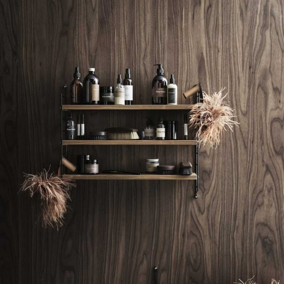 refurbished | String Pocket shelf, walnut/black